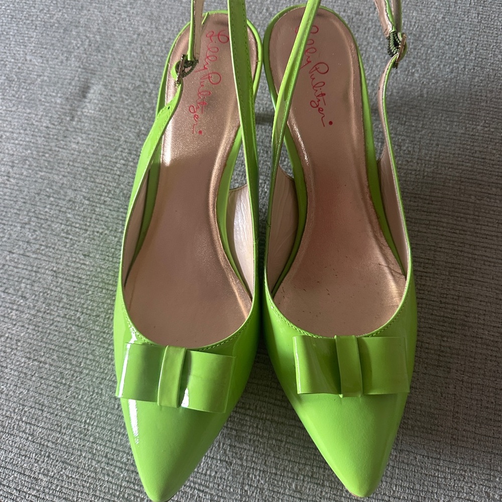 Lilly Pulitzer - Vibrant Green Leather Kitten Heel